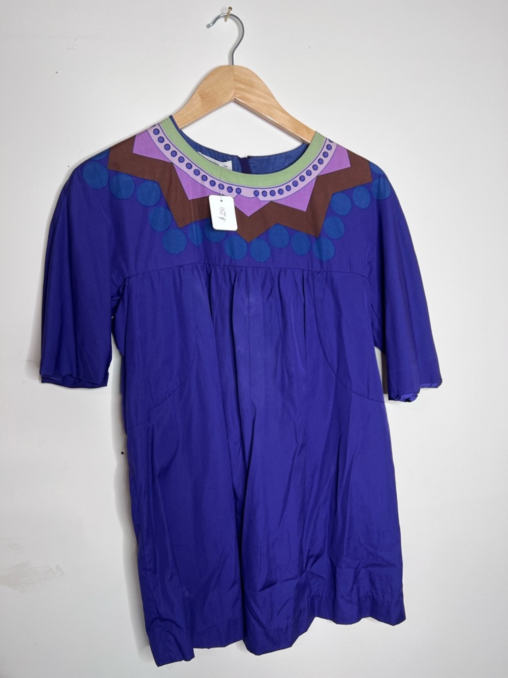 Prada Purple Short-Sleeve Top with Multicolor Yoke